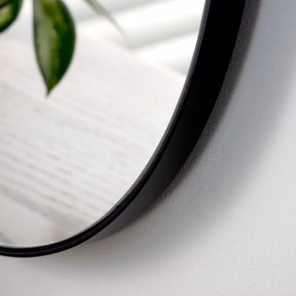 Yearn Mirrors Minimalist Oval Wall Mirror in Black, H 80 cm x W 60 cm – 2