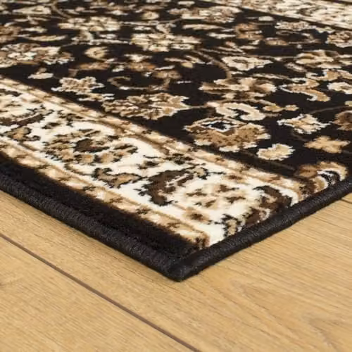 runrug Traditional Black Oriental Hallway Runner Rug, W: 60 cm, L: 150 cm, Thickness: 9 mm – 3