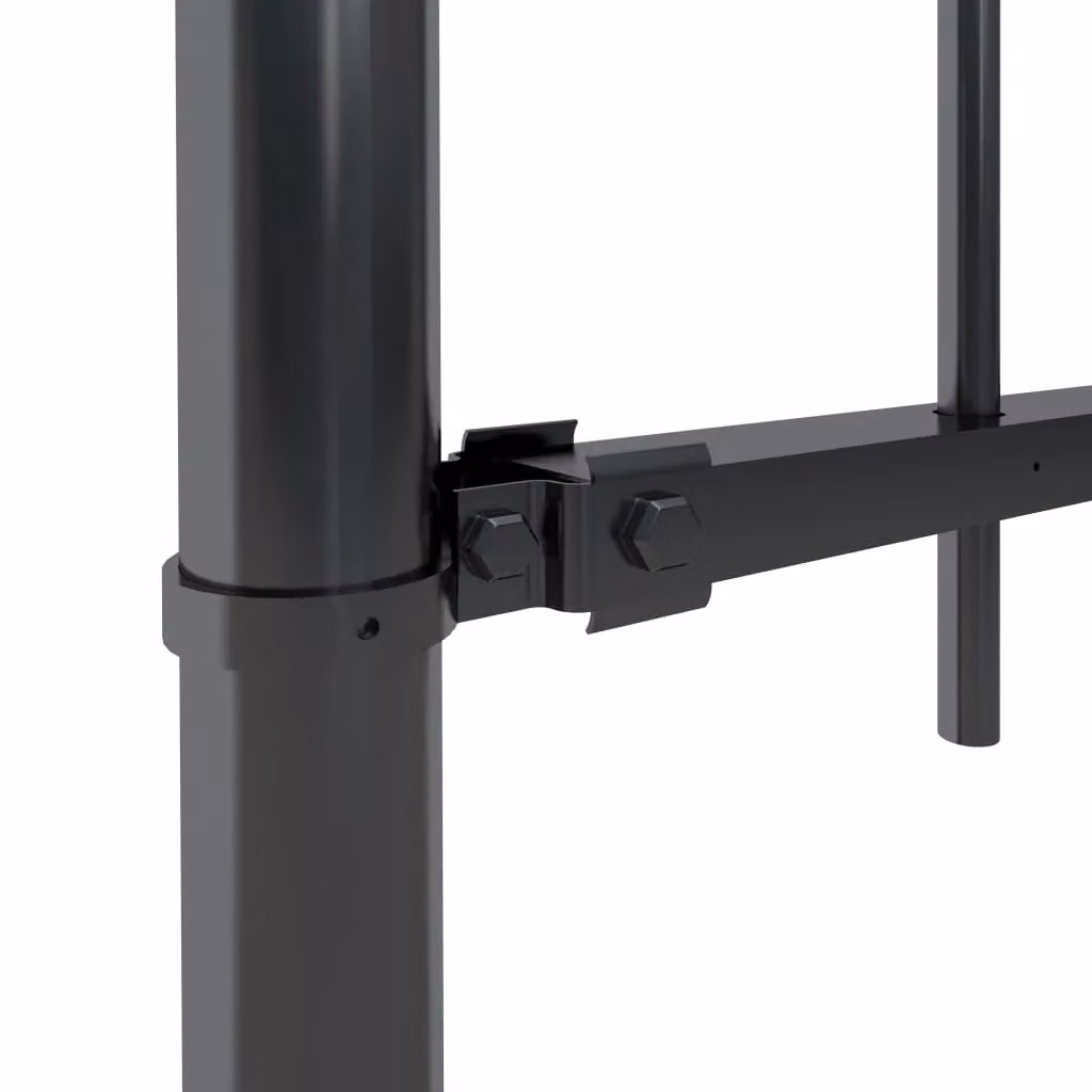 Berkfield Home Garden Spear Top Steel Fence, Black, W: 11.9 m x H: 0.8 m – 2