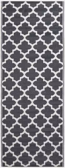 Homescapes Luxury Outdoor Rug Black and White Nola Geometric Reversible W/D: 200 x 75 cm