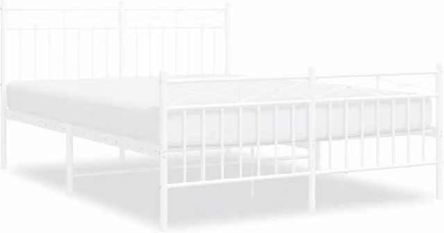 Berkfield Home Metal Bed Frame with Headboard and Footboard in White, W/D/H: 140 x 190 cm