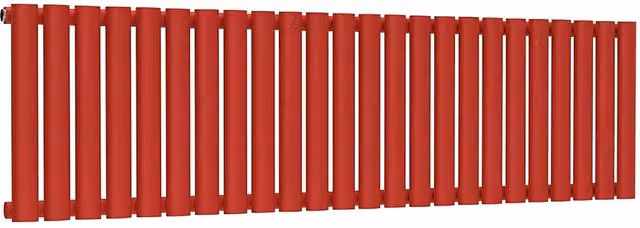 Lux Heat Oval Horizontal Single Wall Mounted Steel Radiator in Poppy Red, W: 144 cm, H: 40 cm, D: 4 cm