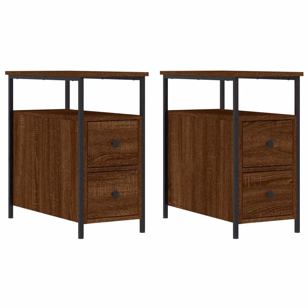 Berkfield Home Set of 2 Brown Oak Bedside Cabinets, W/D/H: 30 x 60 x 60 cm – 2