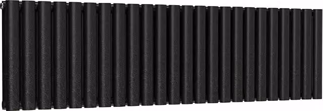 Lux Heat Oval Horizontal Double Radiator in Pewter, W: 144 cm, H: 40 cm