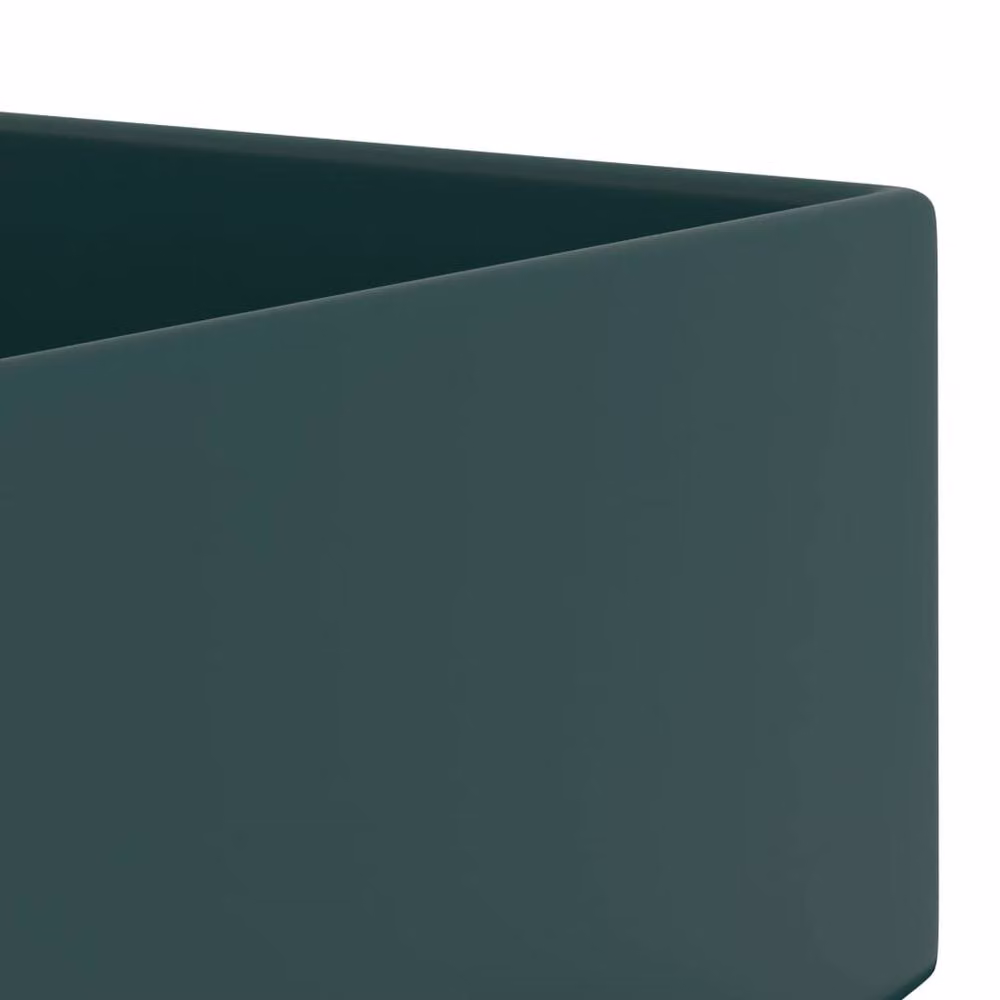Berkfield Home Rectangular Ceramic Countertop Bathroom Sink with Overflow, Dark Green, W: 25.0 cm, D: 15.0 cm, H: 25.0 cm – 4