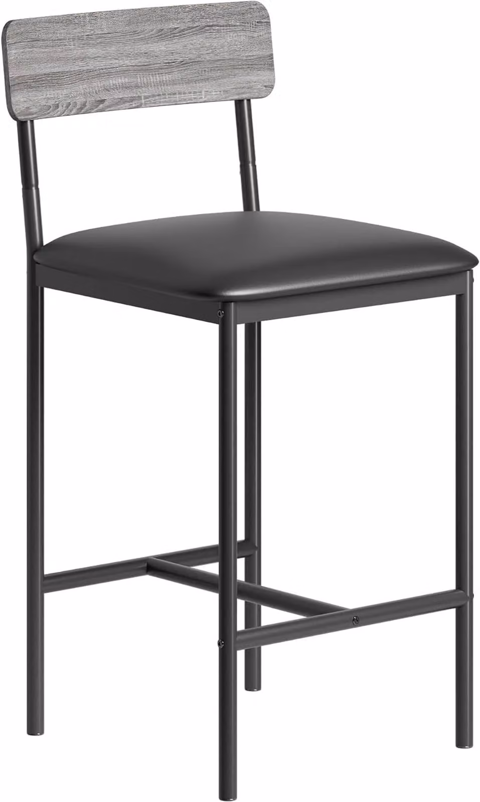 London Boutique Set of 2 Upholstered Counter Height Bar Stools in Dark Grey – 6