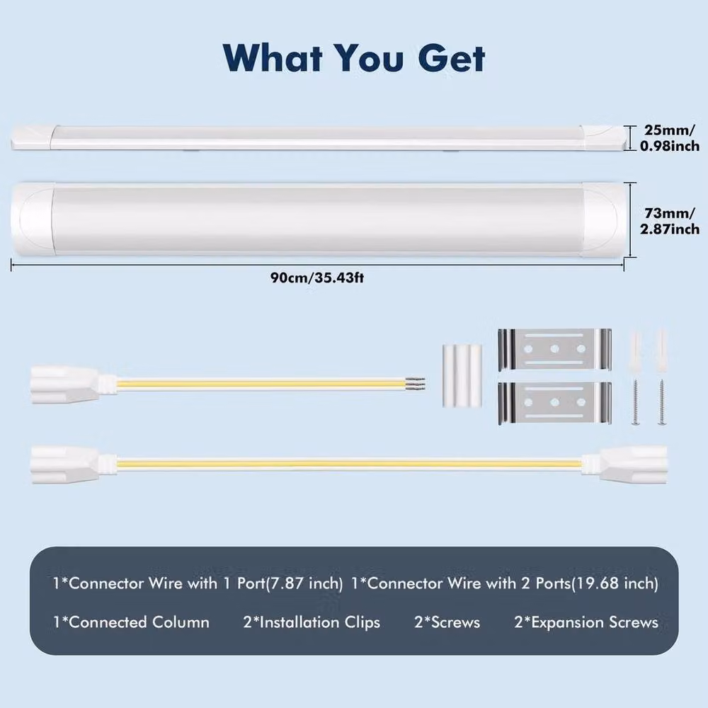 NESTLUNE White LED Batten Strip Light with 6500K Daylight Cool White Output – 2