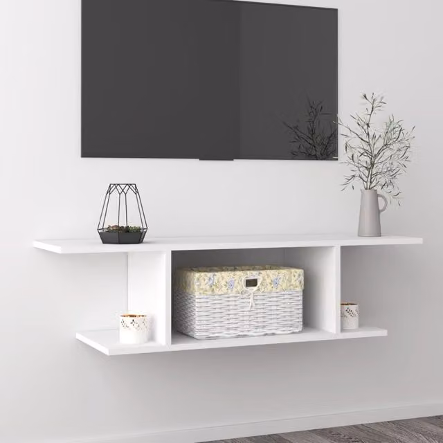 Berkfield Home Wall Mounted TV Cabinet in White, W/D/H: 103 x 30 x 26.5 cm – 1
