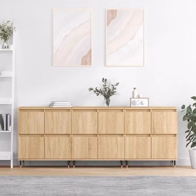 Berkfield Home 3-Piece Sonoma Oak Sideboard Set in Brown Engineered Wood