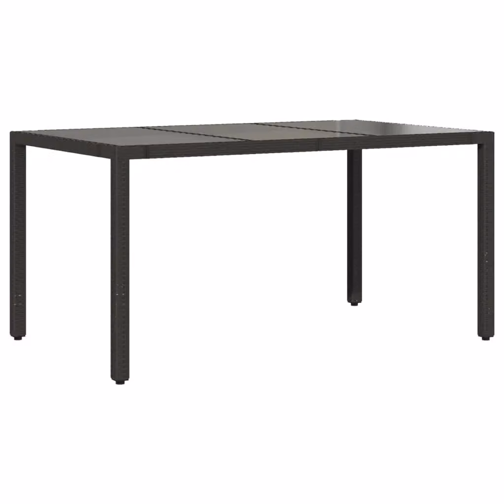 Berkfield Home Modern Poly Rattan Garden Table with Glass Top, Black, W/D/H: 150 x 90 x 75 cm – 2