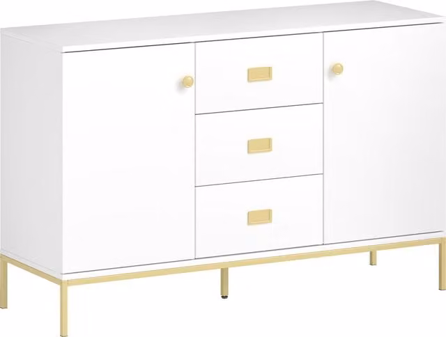 HOMCOM Modern White and Gold Sideboard W/D/H: 120 x 35.6 x 77 cm