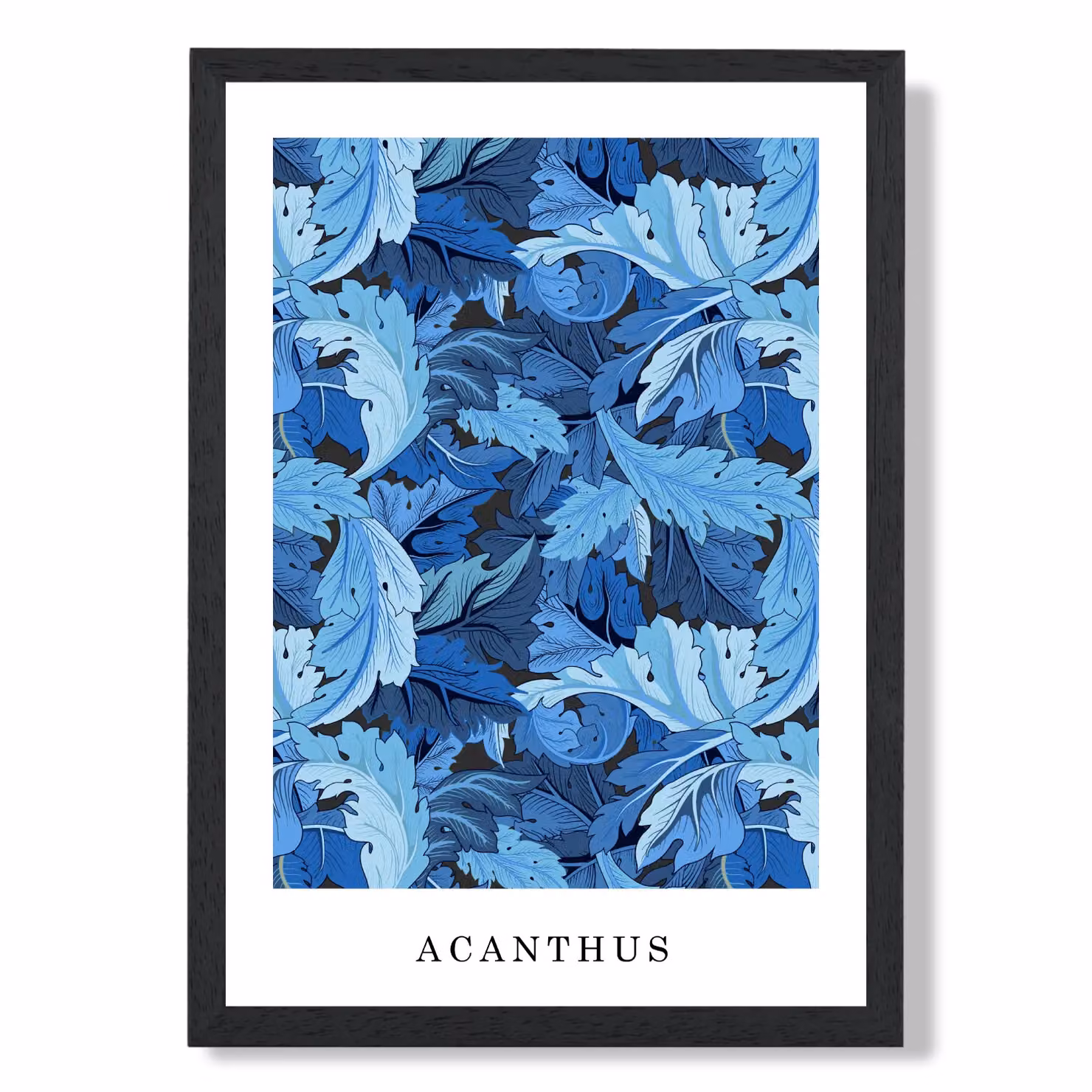 ARTZE William Morris Acanthus Floral Art Print in Bright Blue with Black Frame, A2 – 2