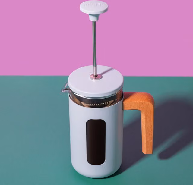 La Cafetire Pisa 3 Cup Cafetiere with Wooden Handle, Sky Blue, 350ml