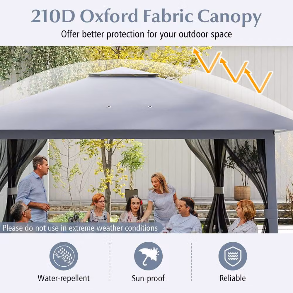 Gymax Pop Up Folding Canopy Tent with Mesh Netting, Grey – 5