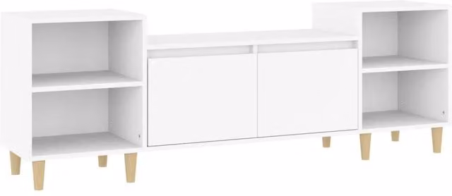 Berkfield Home Modern White TV Cabinet in Matt MDF, W/D/H: 160 x 35 x 55 cm