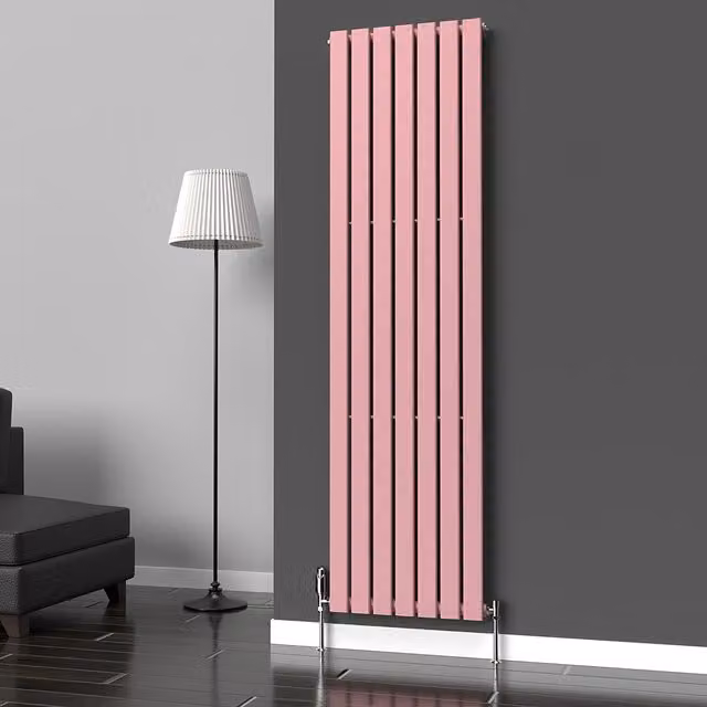 Lux Heat Flat Coloured Vertical Steel Radiator in Pink, H: 180 cm, W: 49 cm