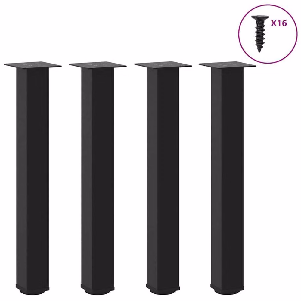 Berkfield Home Steel Coffee Table Legs, 4 Pieces, Black Matt, Height: 73 cm – 2