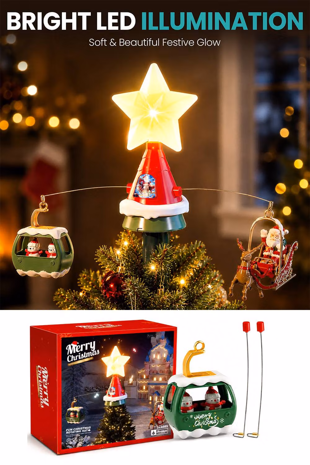 Neel Blue Animated Christmas Tree Topper with Rotating LED Star Light – 4