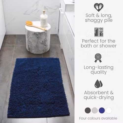 Allure Bath Fashions Tumble Twist Bath Mat, 100% Cotton, Blue, W: 55 cm, D: 90 cm – 4