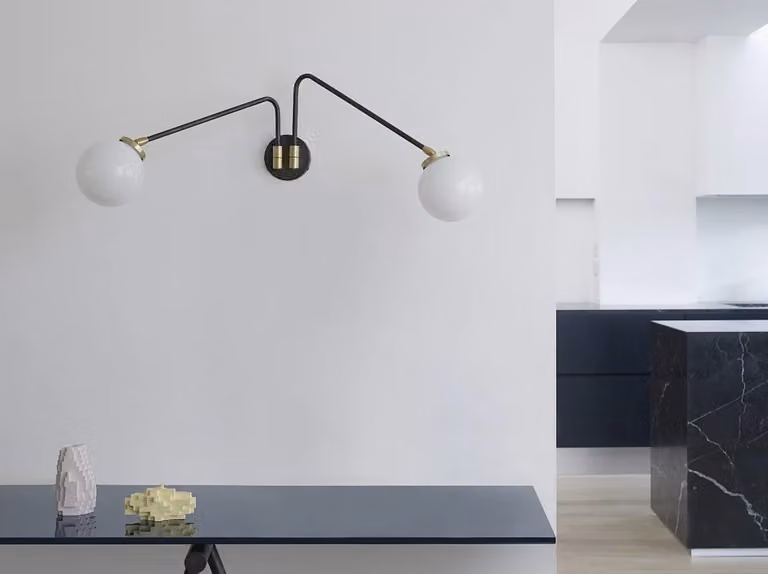 CTO Lighting Array Wall Twin Light Modern Adjustable Metal and Glass Wall Lamp in Bronze, Black or White