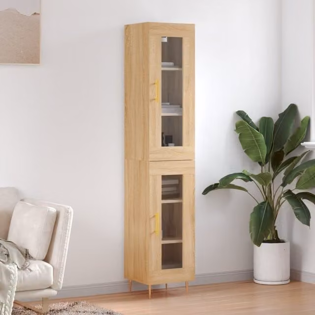 Berkfield Home Sonoma Oak Highboard in Brown, W/D/H: 34.5 x 34 x 180 cm – 1