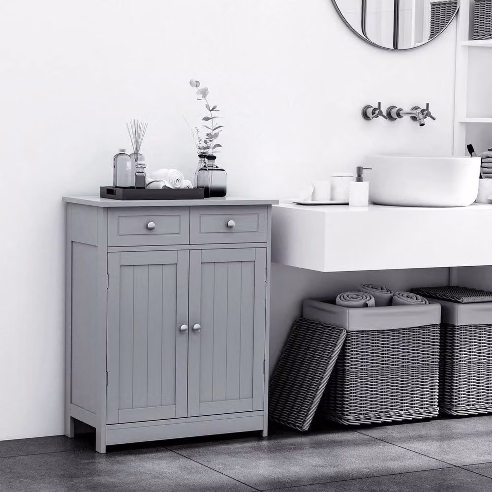 FORGEVIO Grey Freestanding Bathroom Floor Storage Cabinet with Internal Drawers and Shelves, W/D/H: 30 x 30 x 75 cm – 2