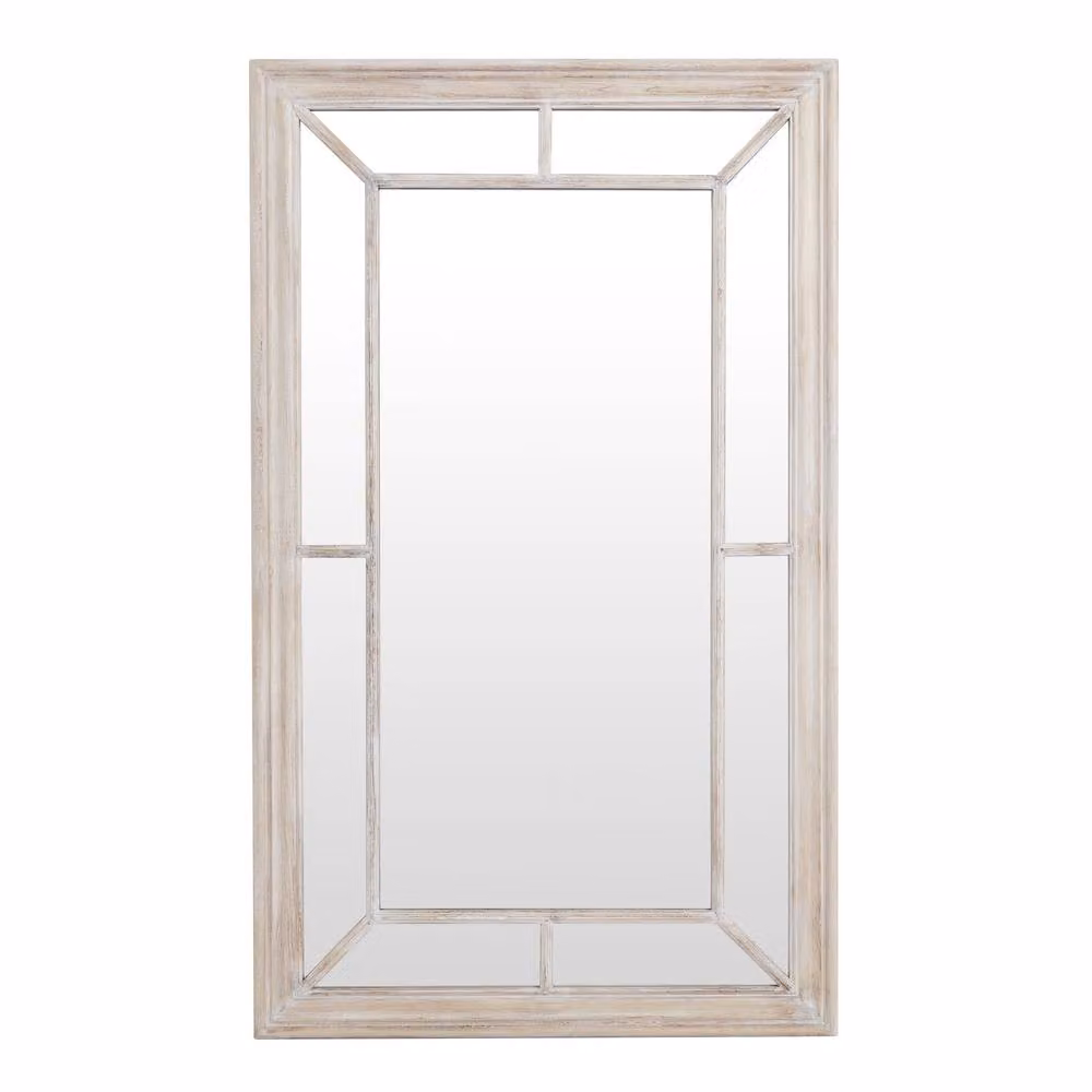 Wyld Haus Rustic Whitewashed Window Frame Wall Mirror in White – 2
