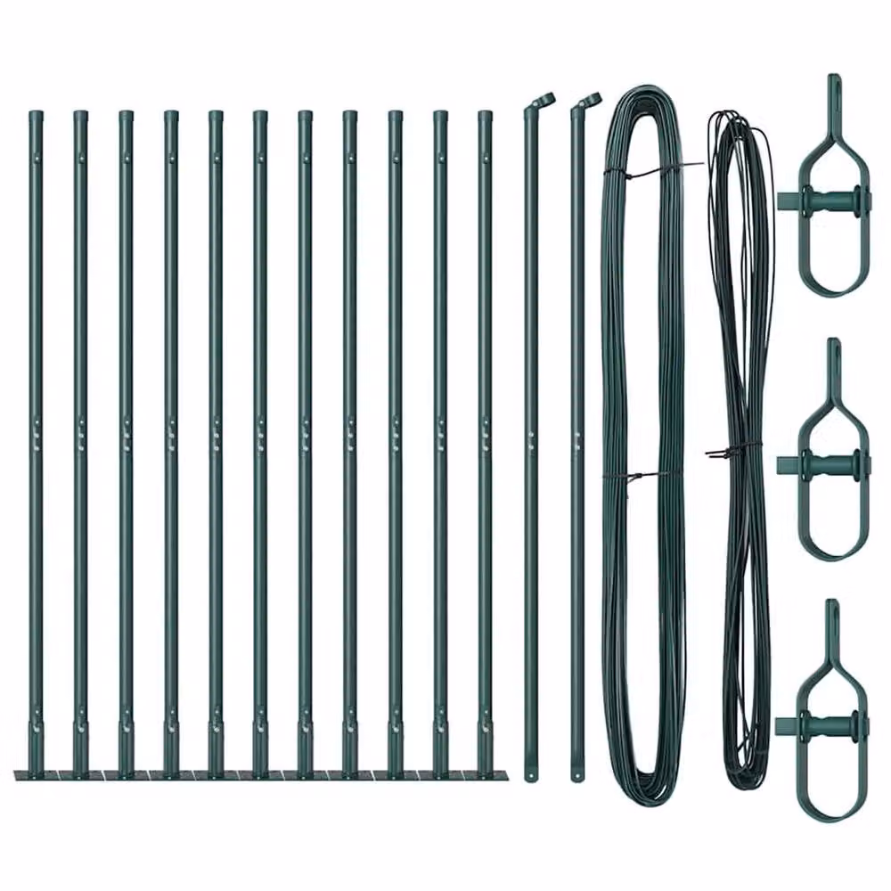 vidaXL Green Metal and Plastic Square Fence Post Set of 26, W/D/H: 3.2 x 3.2 x 83.5 cm – 3