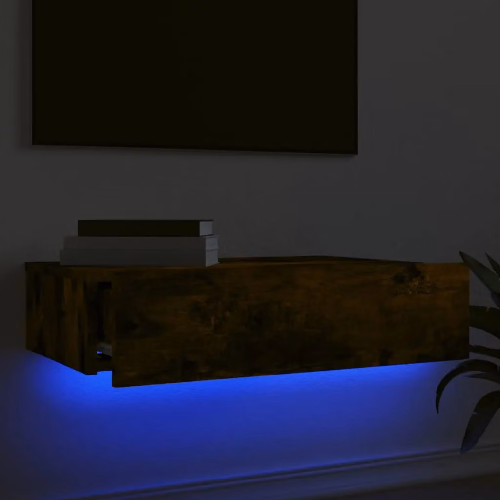 Berkfield Home Modern TV Cabinet with LED Lights in Smoked Oak Brown, W: 60 cm, D: 35 cm, H: 15.5 cm – 3