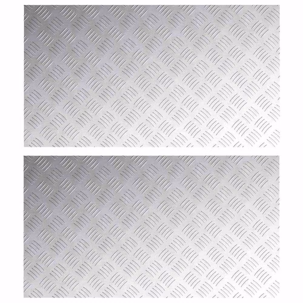 Berkfield Home Grey Aluminium Anti-Slip Checker Plates, 2 Pack, W: 90 cm, D: 50 cm