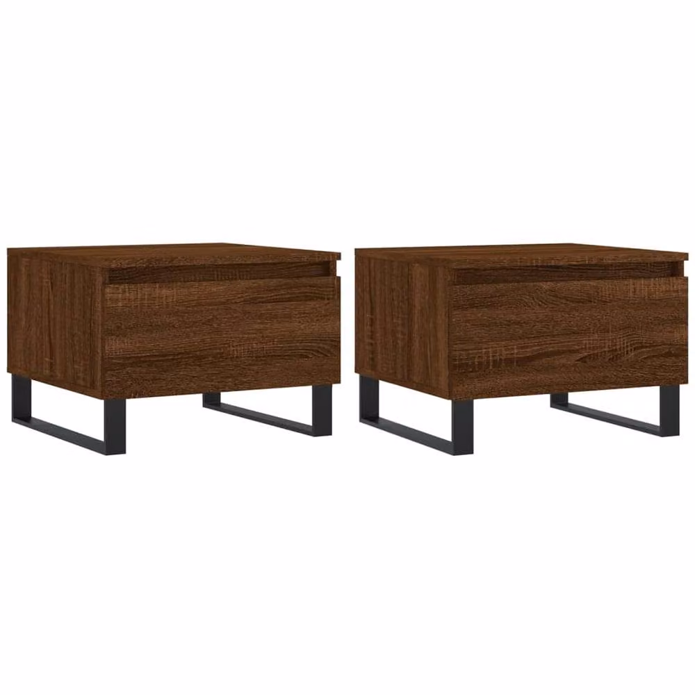 Berkfield Home Modern Nested Coffee Table Set in Brown Oak, 2 Pieces, W/D/H: 50 x 46 x 35 cm – 3