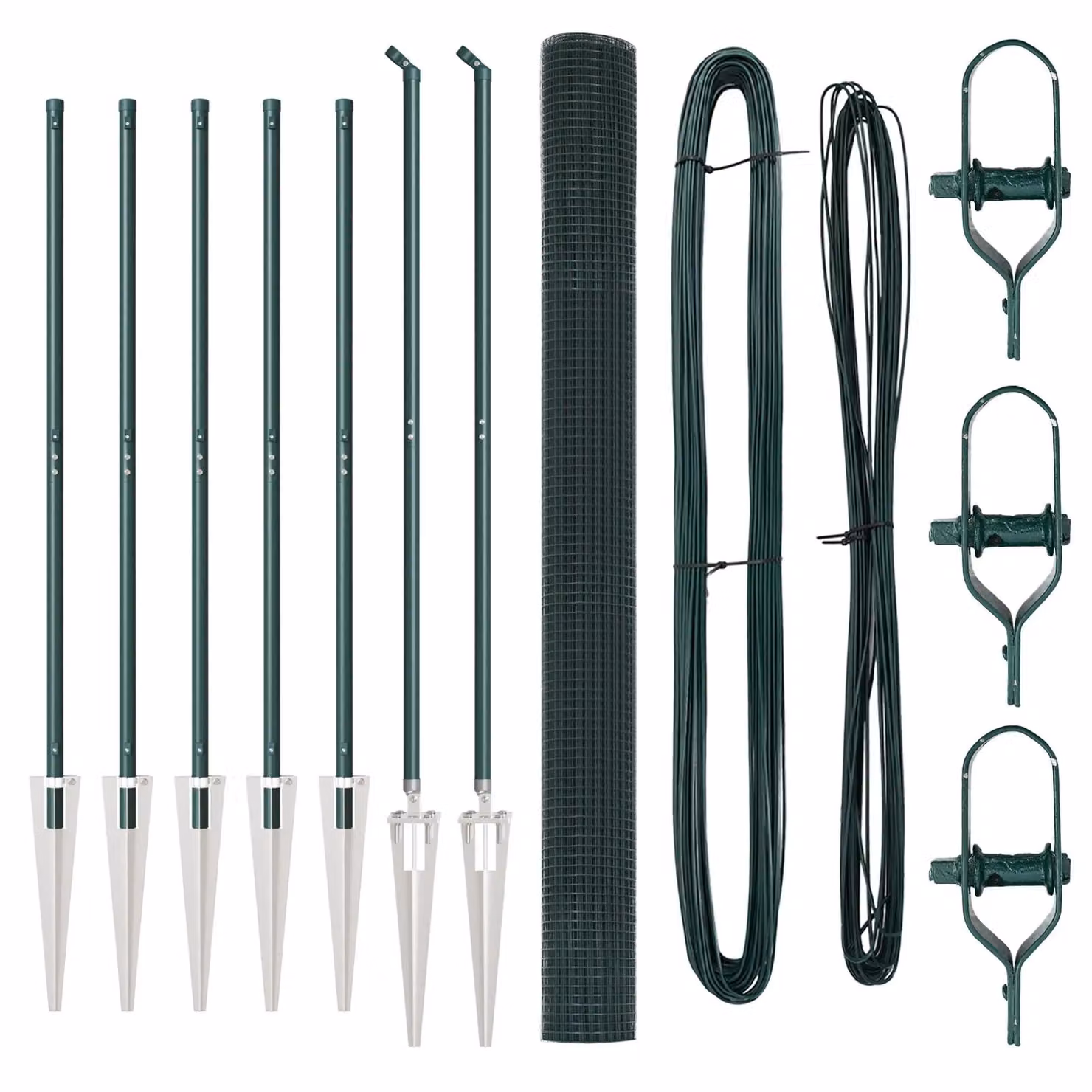 Berkfield Home Green Steel Welded Wire Fence with 7 Spike Posts, W: 10 m, H: 1.5 m – 2