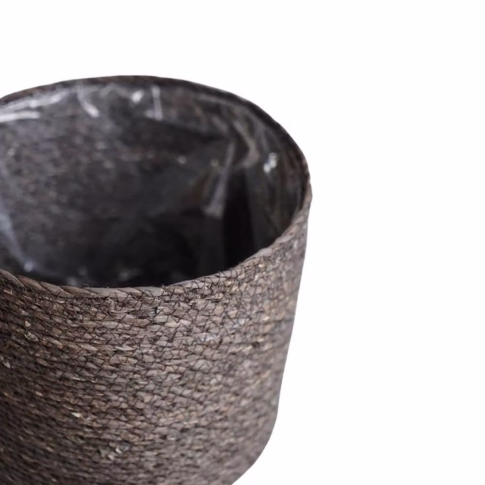 Ivyline Theo Grey Reed and Seagrass Planter Tub Set of 2 – 2