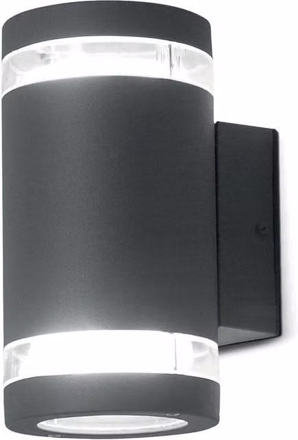 Loops Grey Aluminium Outdoor IP44 LED Twin Wall Light with GX53 9W Bulb – 1
