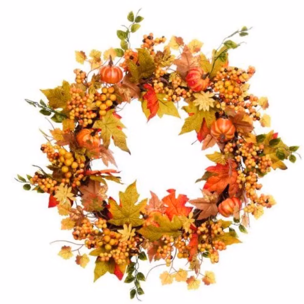 Garden Greatness Multicolour Autumn and Halloween Hanging Pumpkin Wreath – 2