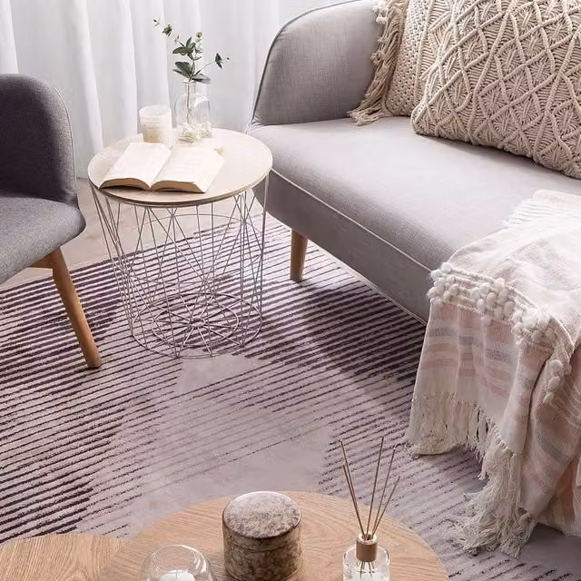 Wyld and Coco Pink Abstract Pattern Polyester Rug with Anti Slip Backing, W: 140 cm, D: 200 cm