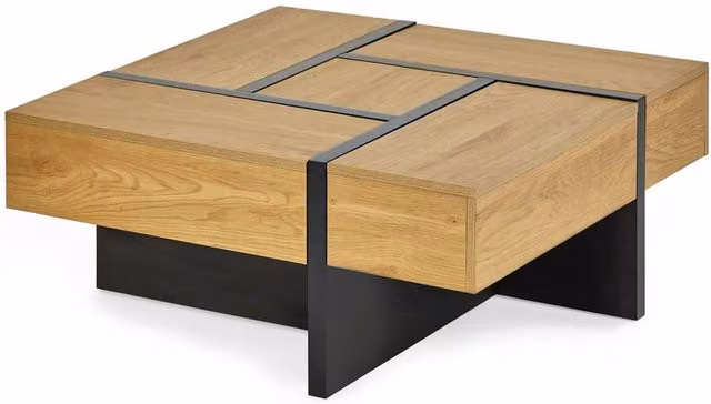 Cheshire Aspen Square Storage Coffee Table in Light Oak Effect Brown, W/D/H: 80 x 80 x 80 cm – 1