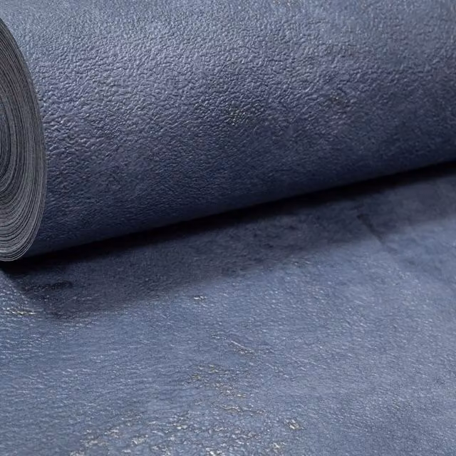 Rasch Plain Metallic Industrial Stone Concrete Textured Wallpaper in Navy Blue, Gold and Grey