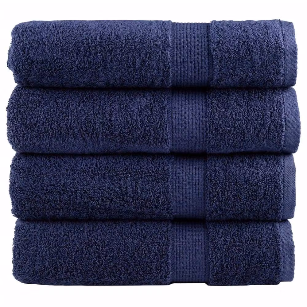 Berkfield Home SOLUND Premium Cotton Terry Shower Towels, 4 Pack, Navy Blue, W: 70 cm, L: 140 cm, 600gsm – 2