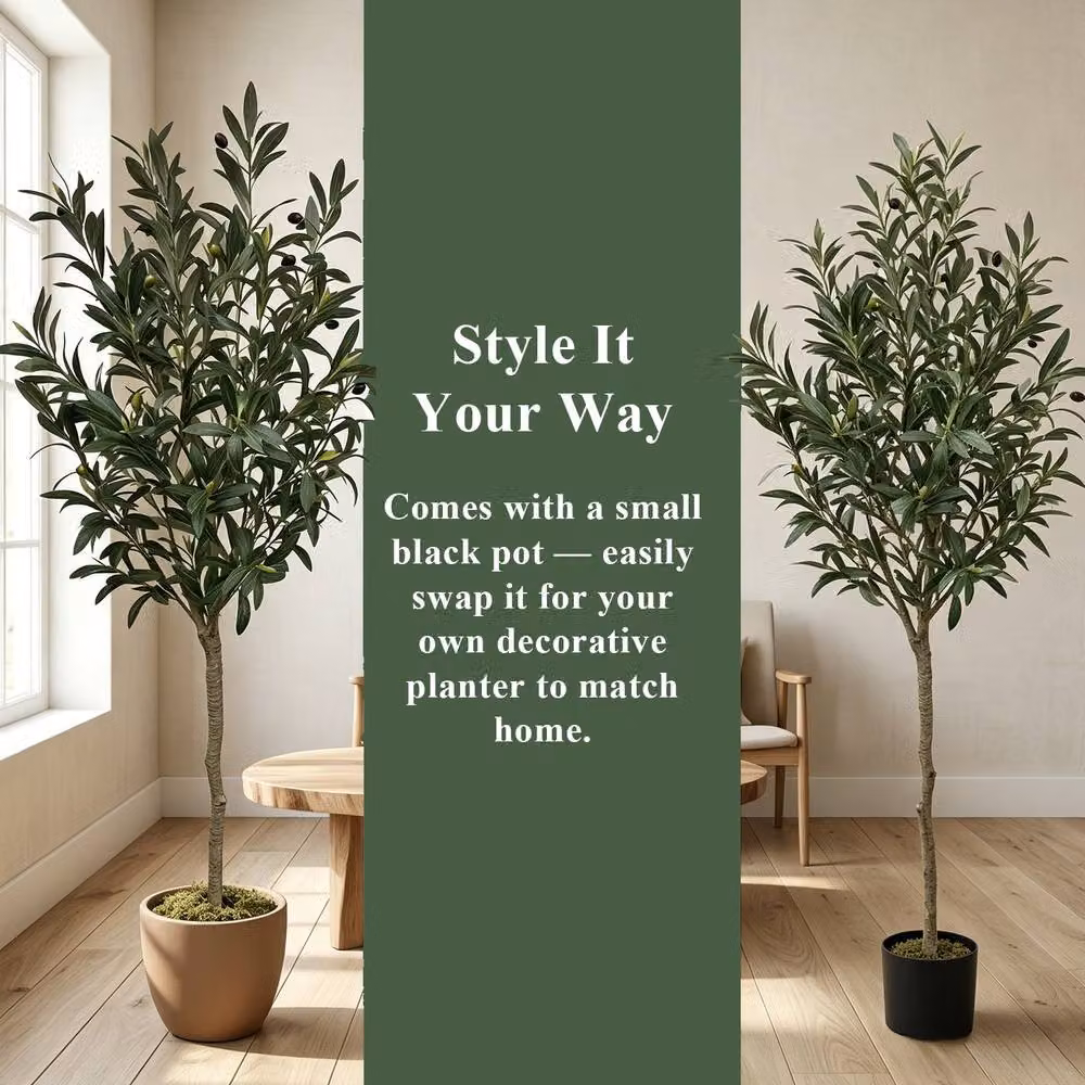 CASSILANDO Lifelike Large Artificial Olive Tree in Green, Height: 210 cm – 5