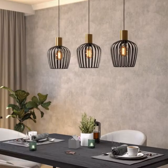 Eglo Empoli Black and Brushed Brass 3 Pendant Light