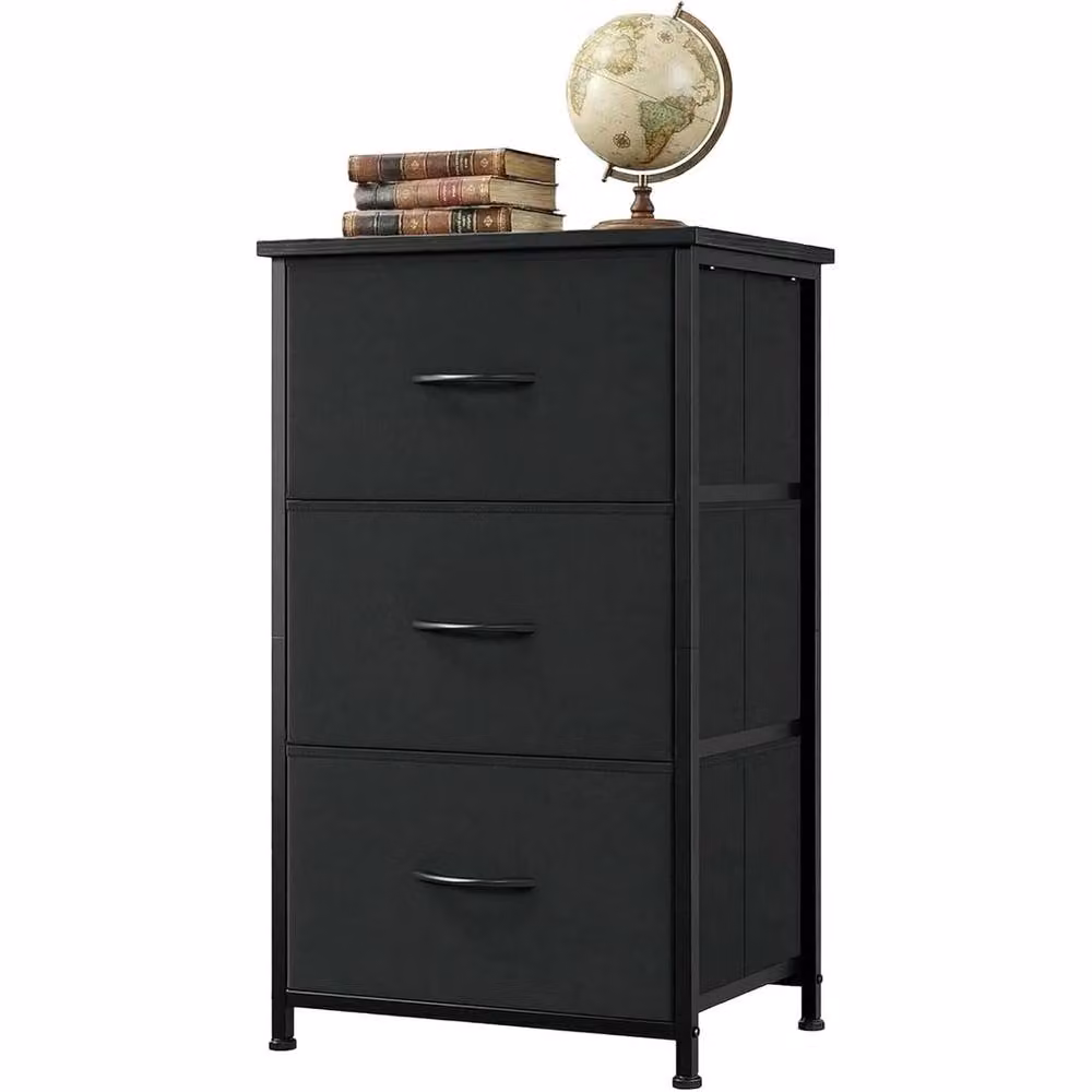 VOGREX 3-Drawer Dresser with Removable Fabric Bins in Black – 6