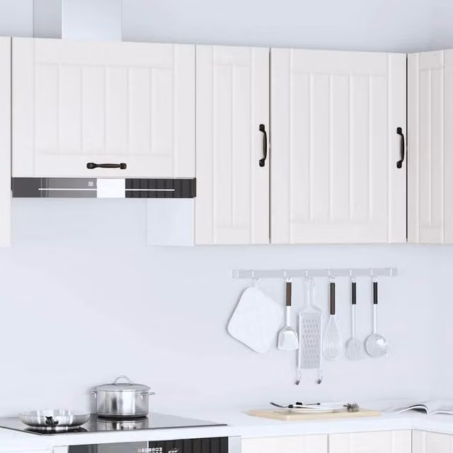 Berkfield Home Lucca White Wall Mounted Kitchen Cabinet with Hinged Doors and Internal Shelves W/D/H: 60 x 30 x 31 cm