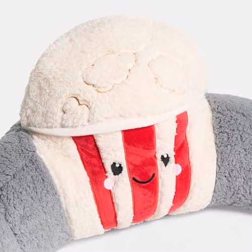 OHS Popcorn Cuddle Cushion for Adults in Red and Grey Teddy Fleece, W/D/H: 80 x 32 x 35 cm – 3