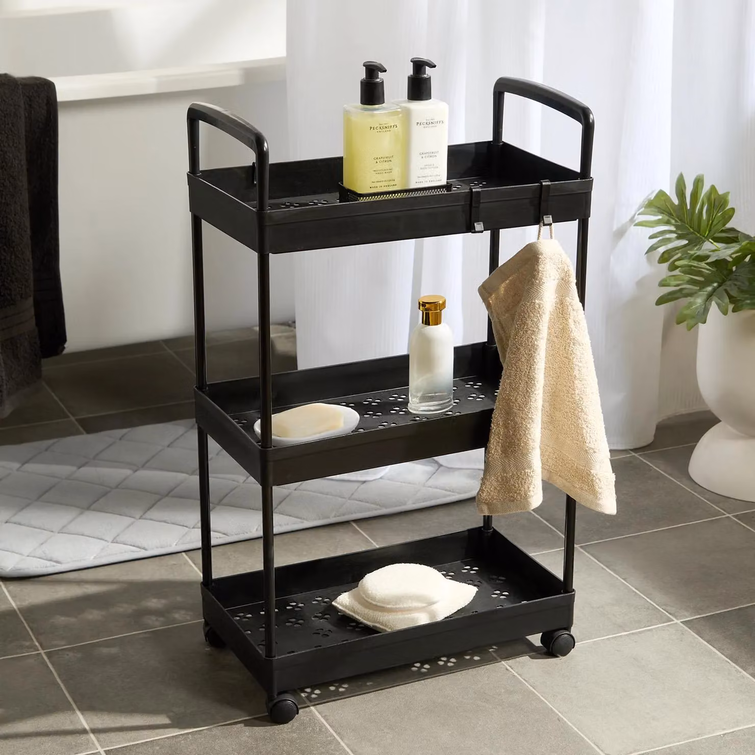 OHS 3 Tier Black Rolling Storage Trolley Organiser for Kitchen, Bathroom and Living Room – 2