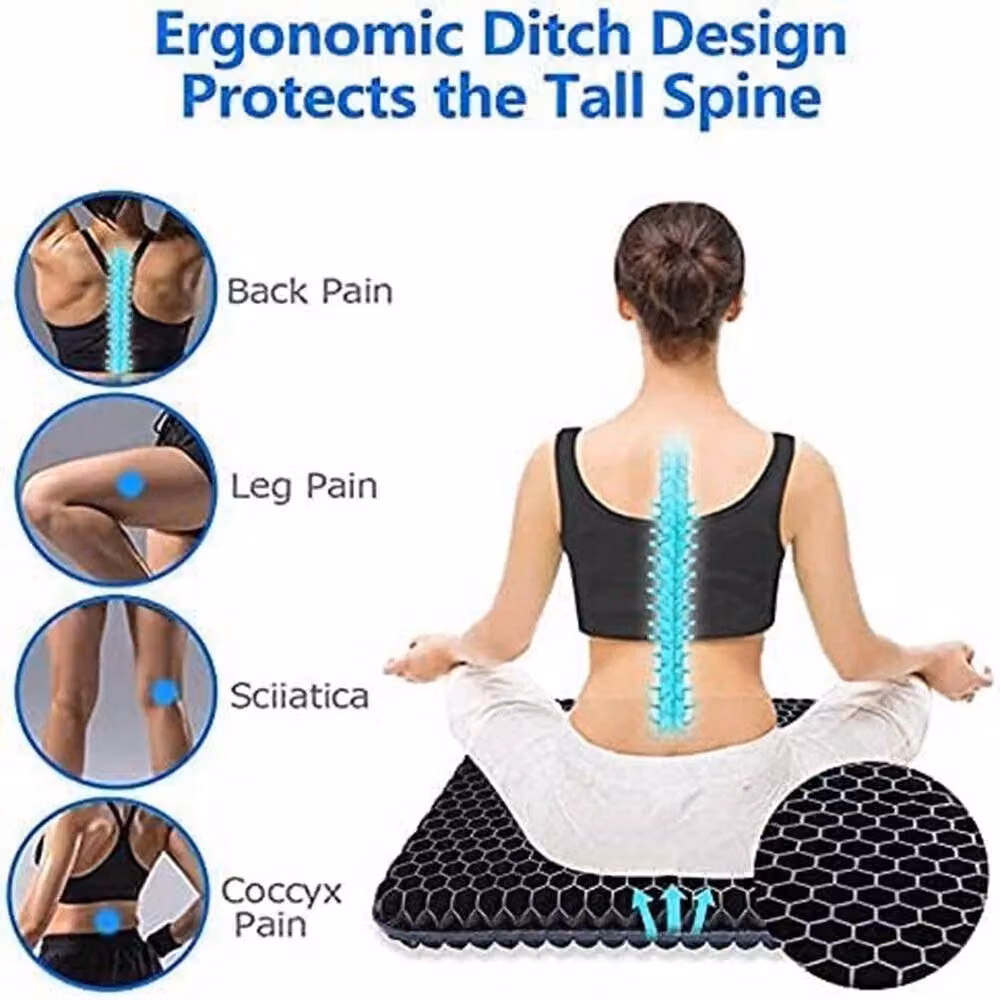 Kelvenix Large Ergonomic Gel Honeycomb Seat Comfort Cushion in Black, W: 100 cm x L: 190 cm – 2