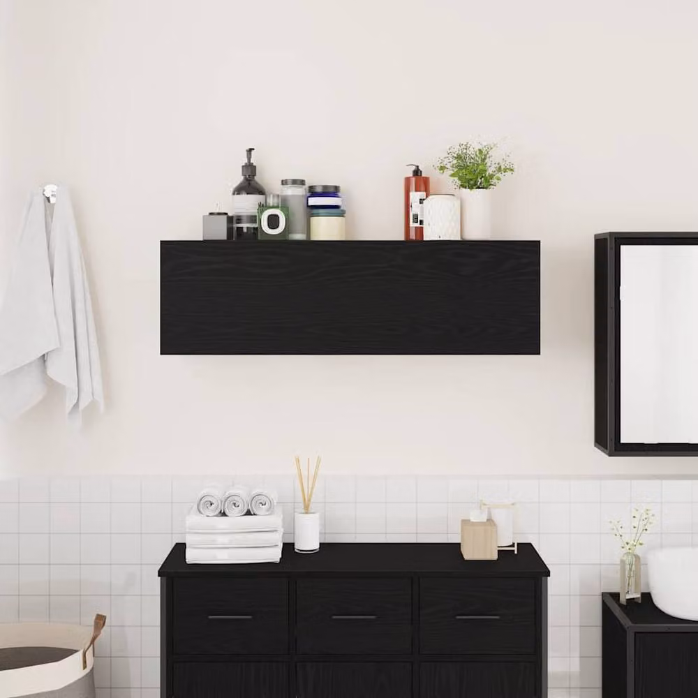Berkfield Home Black Wall Mounted Bathroom Cabinet with Internal Shelves, W/D/H: 100 x 25 x 30 cm – 2