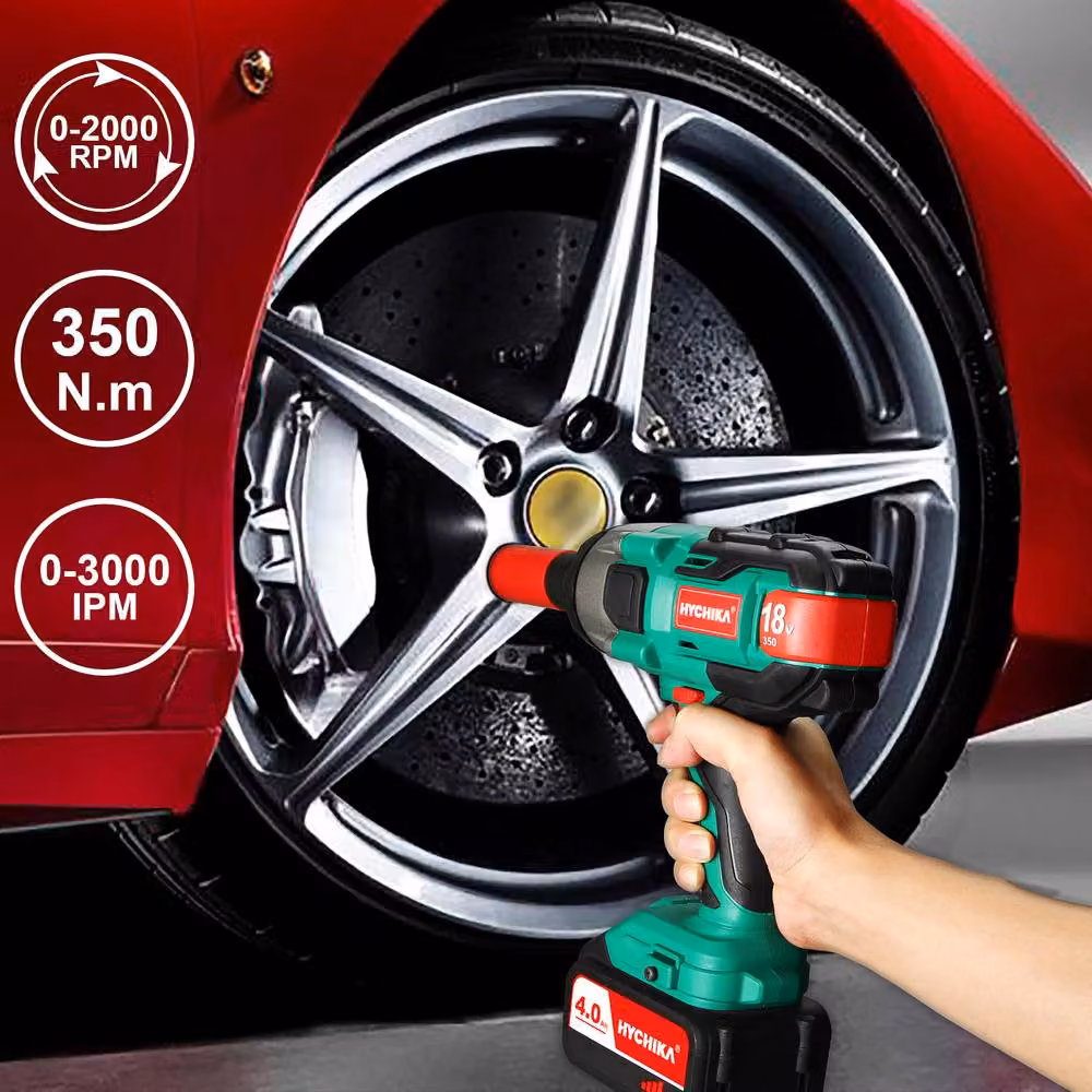 HYCHIKA Cordless Impact Wrench with 4.0Ah Battery and 3 Sockets, Green – 3