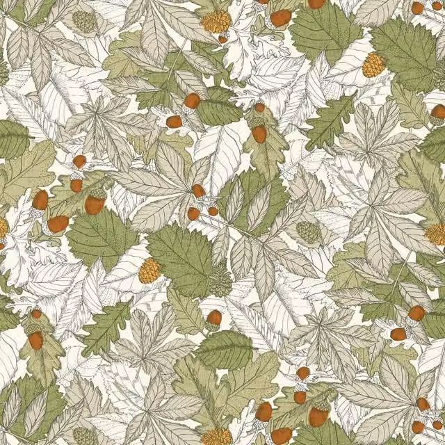 Clarke & Clarke Mercia Floral Cotton Fabric in Apple Spice Green