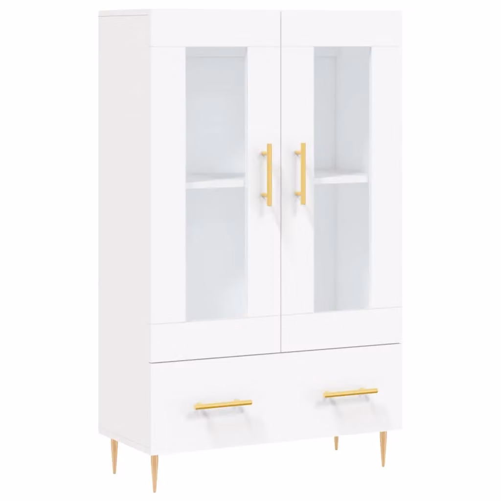 Berkfield Home Modern White Highboard with Glass Doors, W/D/H: 69.5 x 31 x 115 cm – 2